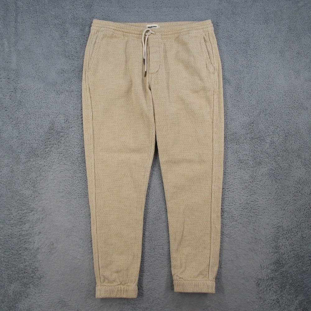 Taylor Stitch Apres Pant Mens Large Tan Organic Cotton Waffle Weave Joggers